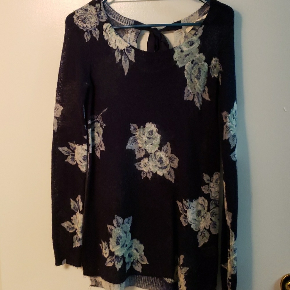 Blue floral sweater